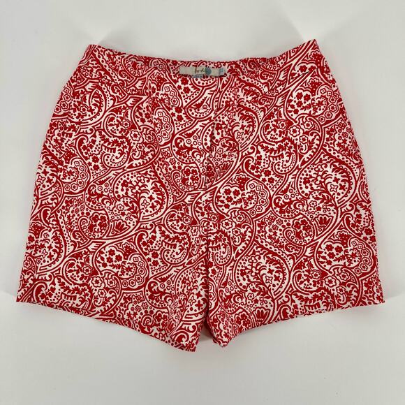 Boden Textured Richmond Shorts US Sz 4 Red Paisley Flat Front Chino 4 in Inseam - Picture 1 of 10